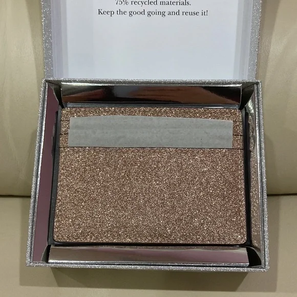 NWT Kate Spade Rose Gold Sparkle Glitter Tinsel Boxed Small Card Holder Wallet - Picture 9 of 16
